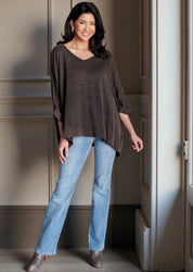 Andree by Unit V-Neck Mineral Washed Oversized Top | Tops Daverri Fashions