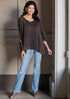 Andree by Unit V-Neck Mineral Washed Oversized Top with Blue Jeans