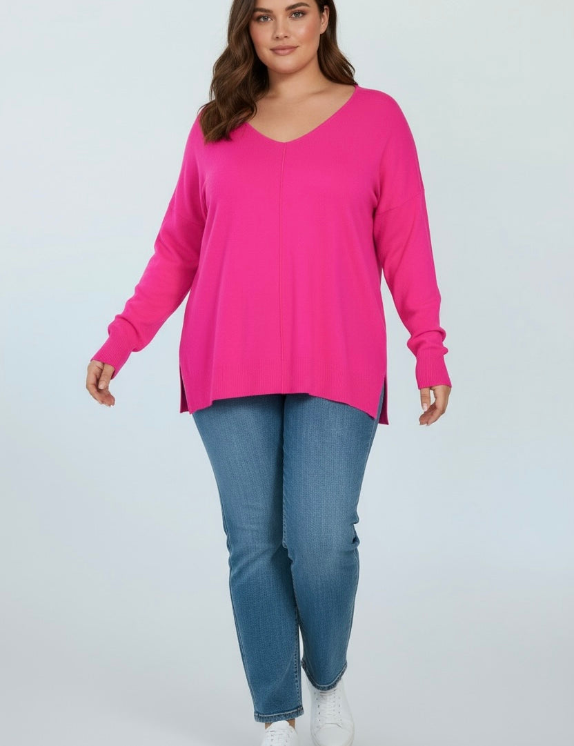 Zenana Plus Size Lightweight Side Slit Sweater | Sweaters Daverri Fashions