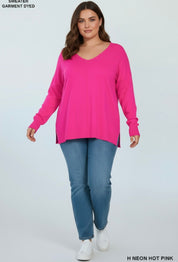 Zenana Plus Size Lightweight Side Slit Sweater | Sweaters Daverri Fashions