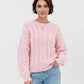 Cable Knit Long Sleeve Sweater - DAVERRI FASHIONS