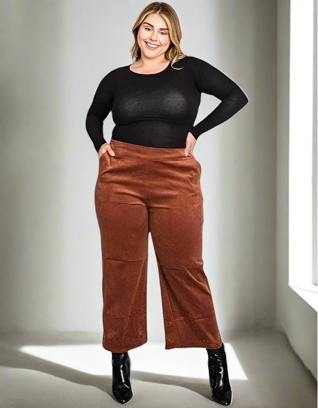 Plus Size Velvet Capri Pants Pants