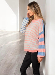 Striped Dropped Shoulder Sweater | Sweaters Daverri Fashions