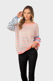 Striped Dropped Shoulder Sweater | Sweaters Daverri Fashions