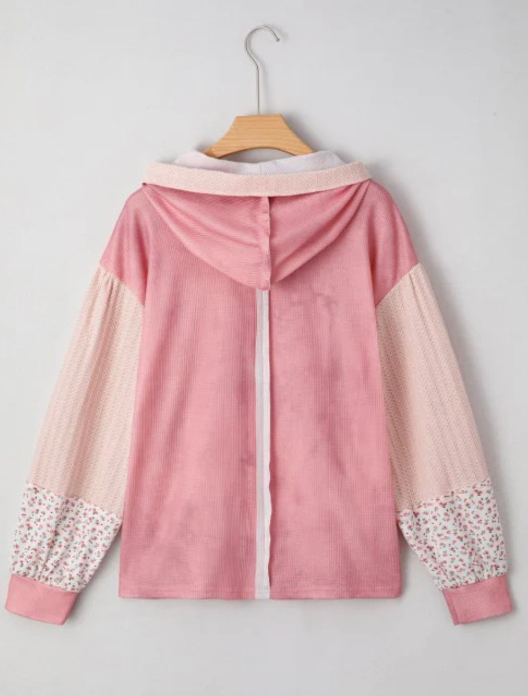 Floral Patch V-Neck Hooded Sweatshirt