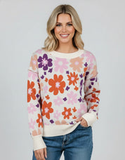 Floral Pattern Drop Shoulder Sweater | Sweaters Daverri Fashions