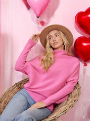 Hot Pink Slouch Neck Dolman Sleeve Sweater | Sweaters Daverri Fashions