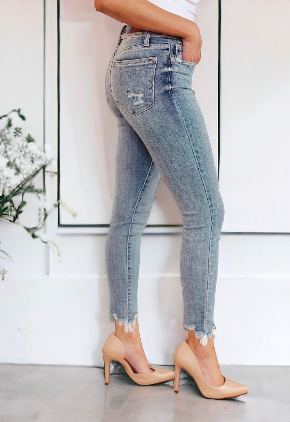 Mid Rise Distressed Ankle Judy Blue Skinny Jeans Jeans