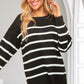 Haptics Full Size Striped Contrast Side Slit Sweater Sweaters