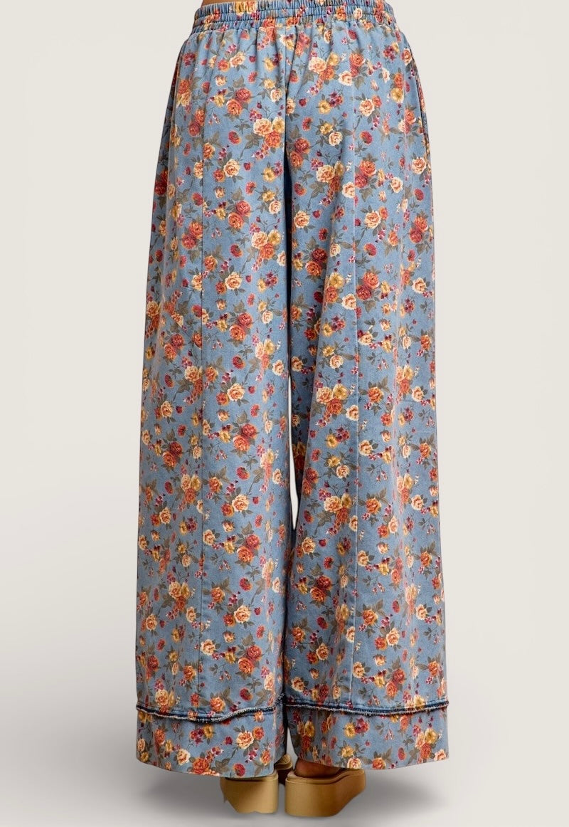 BiBi Floral Printed Drawstring Wide Pants