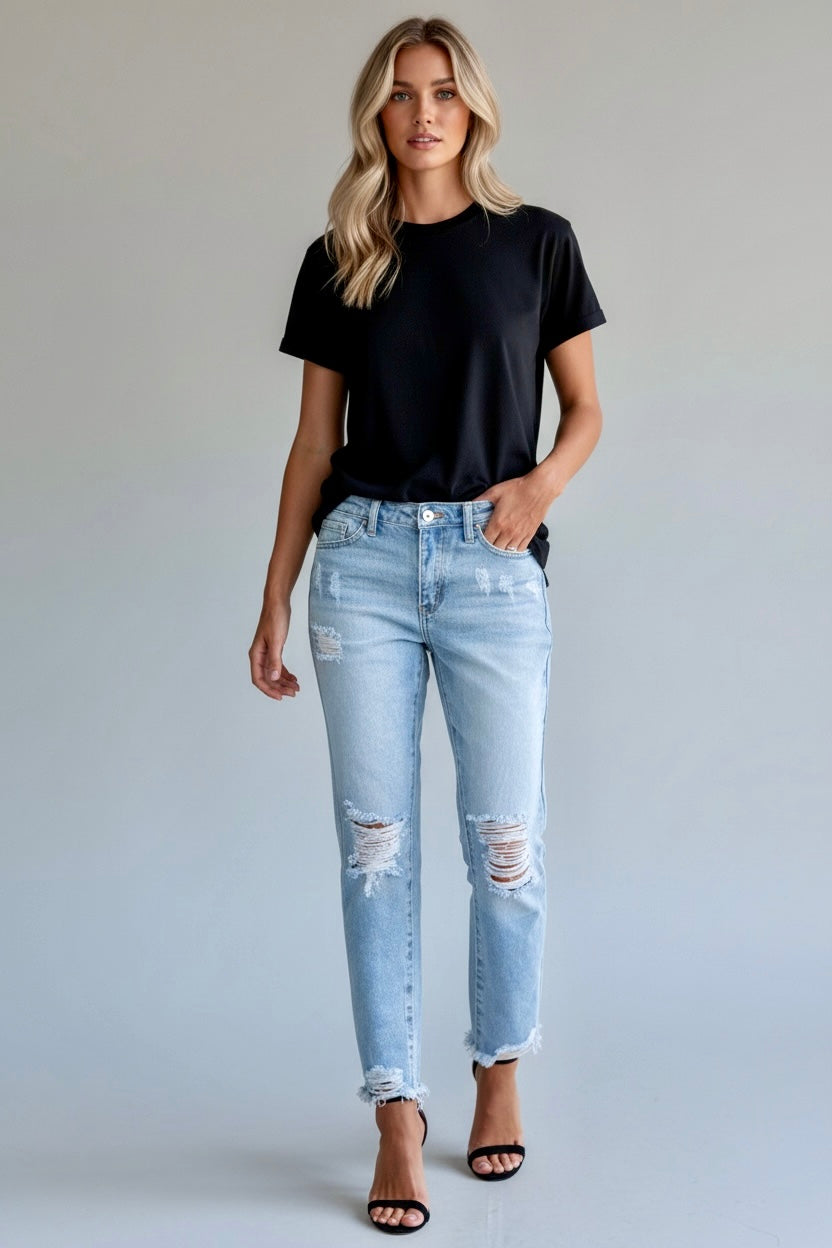 Daverri Distressed Wash Ankle Jeans
