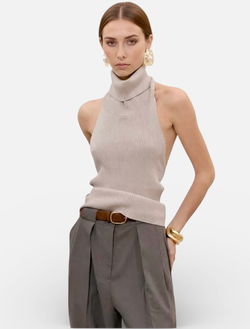 Daverri Backless Turtleneck Sweater Tank