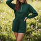 Daverri Zip-Up Drawstring Waist Romper