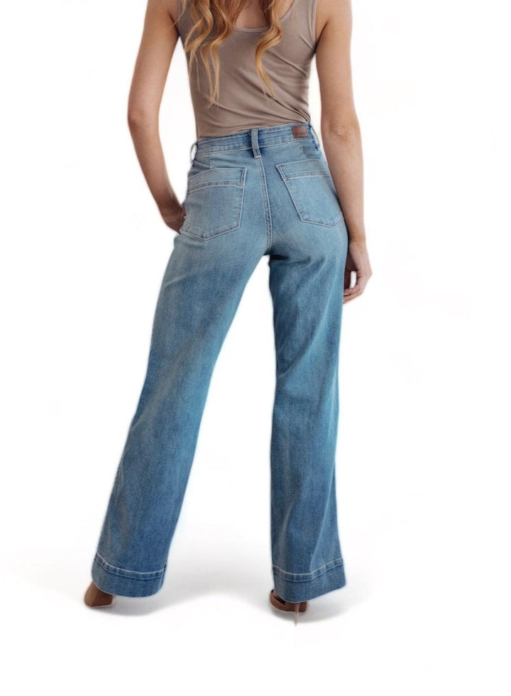 Plus Mid Rise Wide Leg Judy Blue Jeans Jeans