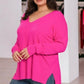 Zenana Plus Size Lightweight Side Slit Sweater Sweaters