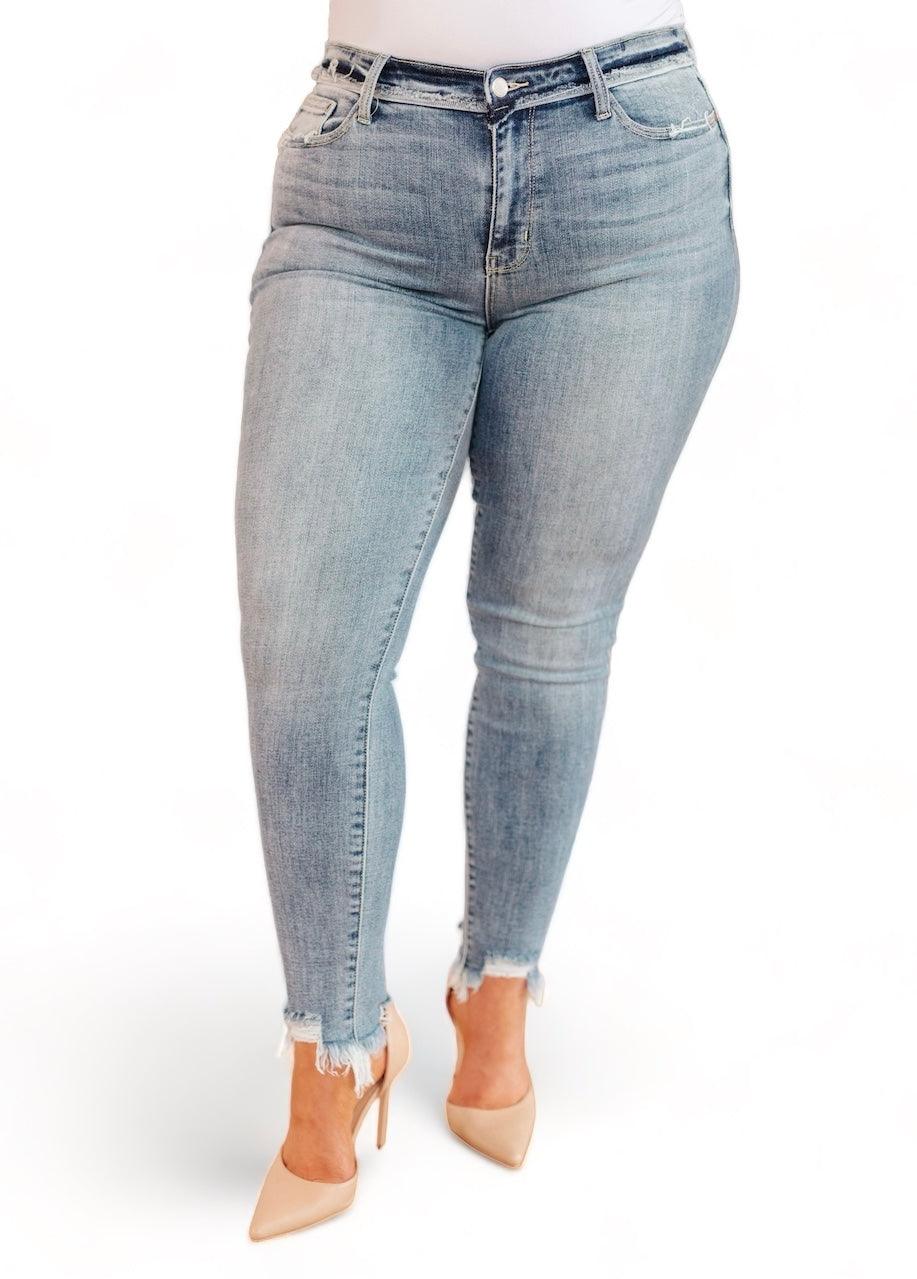 Mid Rise Distressed Ankle Judy Blue Skinny Jeans Medium Wash Jeans