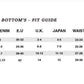 Women’s Low Rise Rhinestone Jeans bottom size fit guide chart with US, EU, UK, Japan measurements