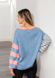 Striped Dropped Shoulder Sweater | Sweaters Daverri Fashions
