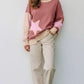 Star Patchwork Exposed Seam Drop Shoulder Sweatshirt - DAVERRI FASHIONS
