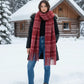 Red fringe plaid thermal scarf in woolen material