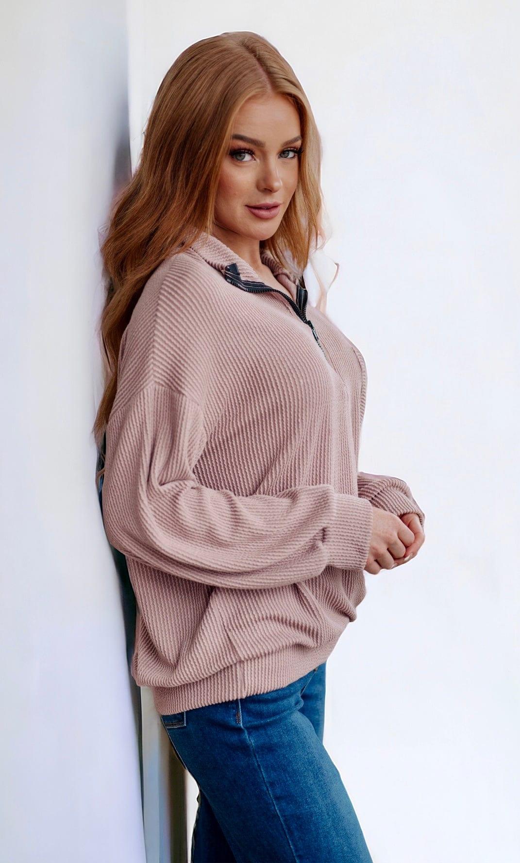 White Birch Plus Size Half Zip Pullover Tops