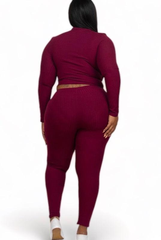 Capella Ribbed Knit Plus Size Loungewear Set Outfit Sets