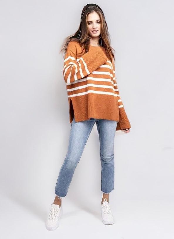 Bibi Ribbed Striped Sweater Sweaters