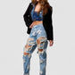 Star Print Ripped Slouchy Jeans Jeans