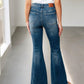 Judy Blue High Waist Control Top Frayed Hem Flare Jeans Jeans