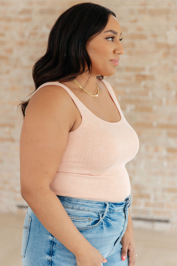 Fundamentals Ribbed Seamless Reversible Tank in Peach Shirts & Tops