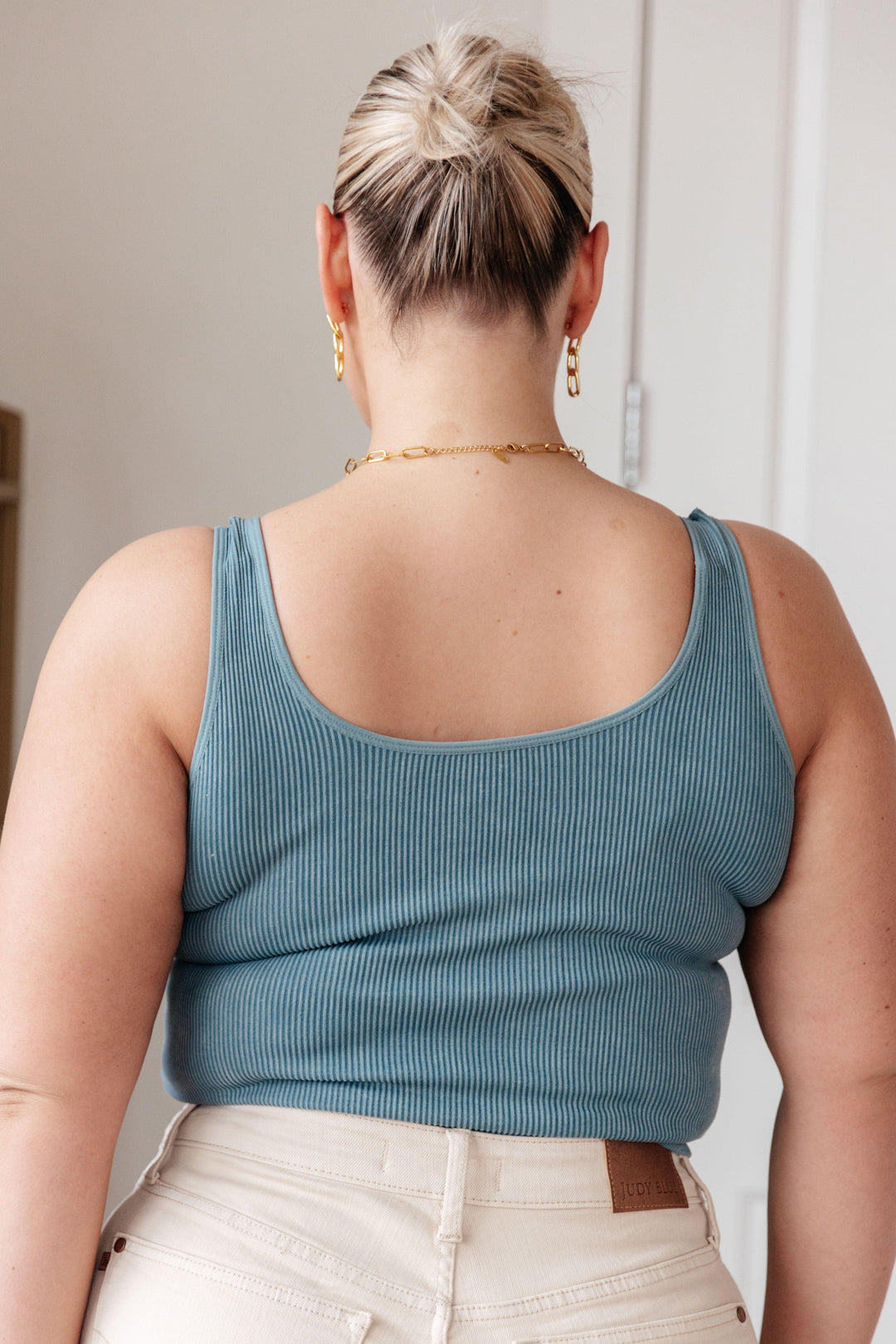 Fundamentals Ribbed Seamless Reversible Tank in Vintage Blue Shirts & Tops