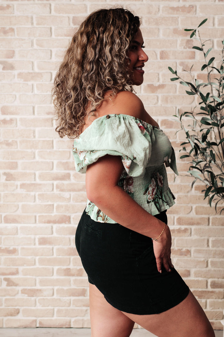 Garden of Eden Balloon Sleeve Top in Sage Tops