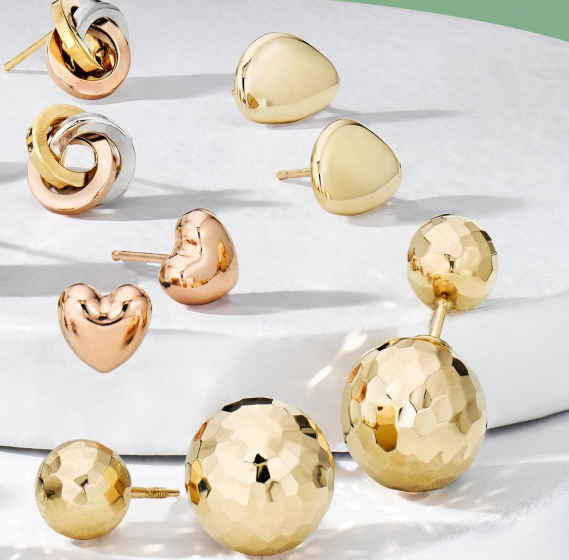 Made in Italy Gold Stud Earrings-DAVERRI FASHIONS