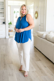 Lovely Melody Keyhole Detail Teal Tank Top | Tank Tops Daverri Fashions
