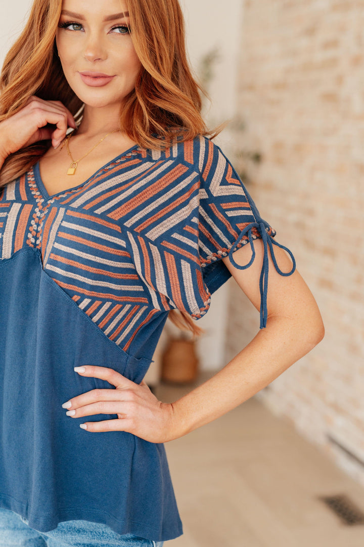 Greece Lightning V-Neck Blouse Tops