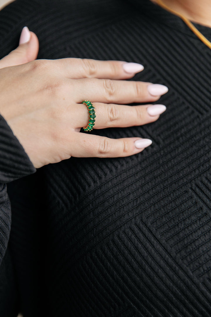 Stainless steel emerald cz ring Rings