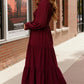 Haptics Burgundy Flowy Tiered Maxi Dress - DAVERRI FASHIONS