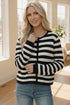 Black and white striped Haptics button-down knit cardigan