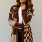 Haptics Mocha Checkered Cardigan - DAVERRI FASHIONS