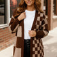 Haptics Mocha Checkered Cardigan - DAVERRI FASHIONS