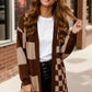 Haptics Mocha Checkered Cardigan - DAVERRI FASHIONS