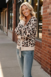 Haptics Leopard Print Front Tie Cardigan - DAVERRI FASHIONS