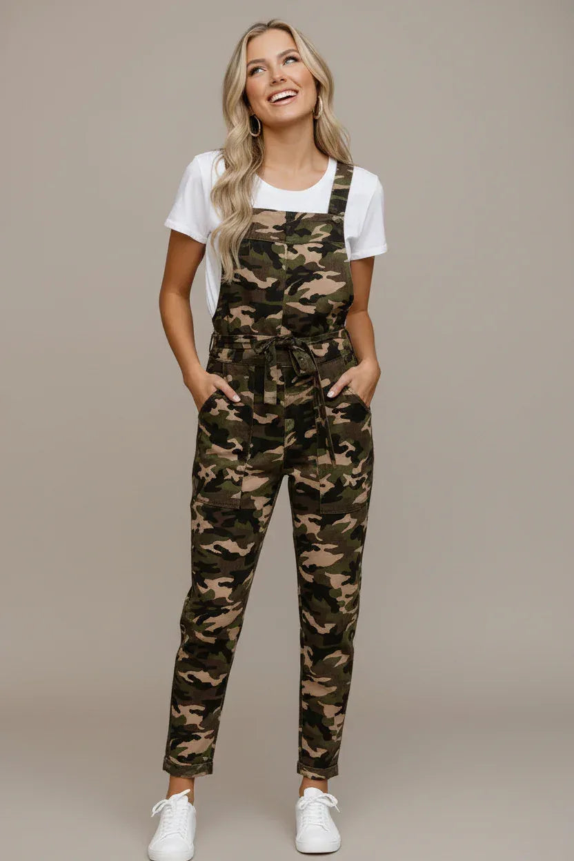 Haptics Cotton Camo Print Overalls - DAVERRI FASHIONS