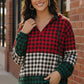 Haptics Holiday Cheer Check Hoodie in red, green, black plaid with checkered panel