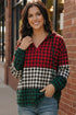 Haptics Holiday Cheer Check Hoodie in red, green, black plaid with checkered panel