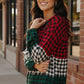 Haptics Holiday Cheer Check Hoodie: red green plaid long-sleeved top