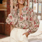 Haptics Petals & Poetry Smocked Vintage Floral Print Blouse - DAVERRI FASHIONS