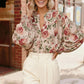 Haptics Petals & Poetry Smocked Vintage Floral Print Blouse - DAVERRI FASHIONS