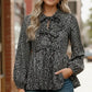 Midnight Petal Bowtie Blouse - DAVERRI FASHIONS