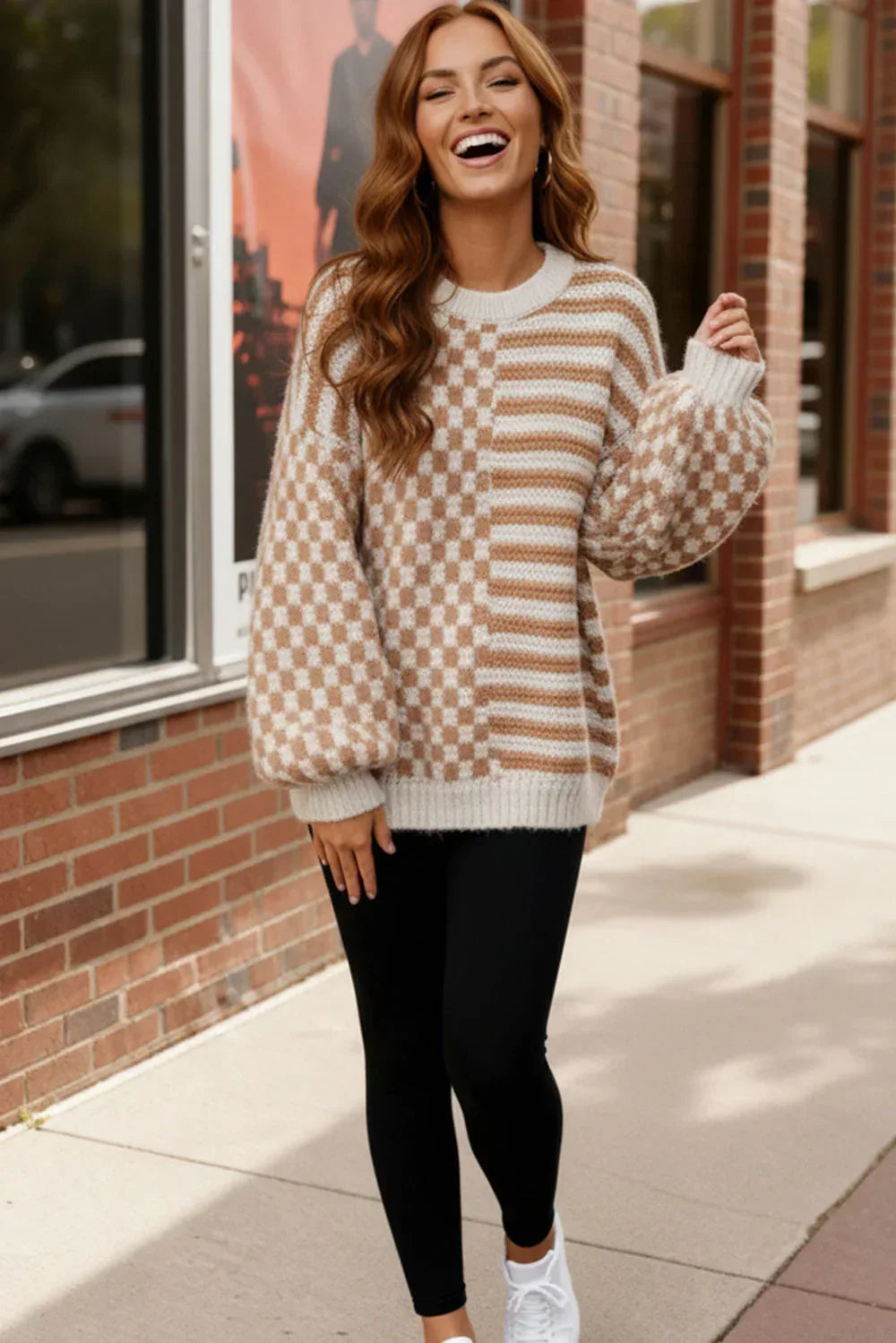 Haptics Cozy Crossroads Oversized Drop Shoulder Taupe Sweater - DAVERRI FASHIONS